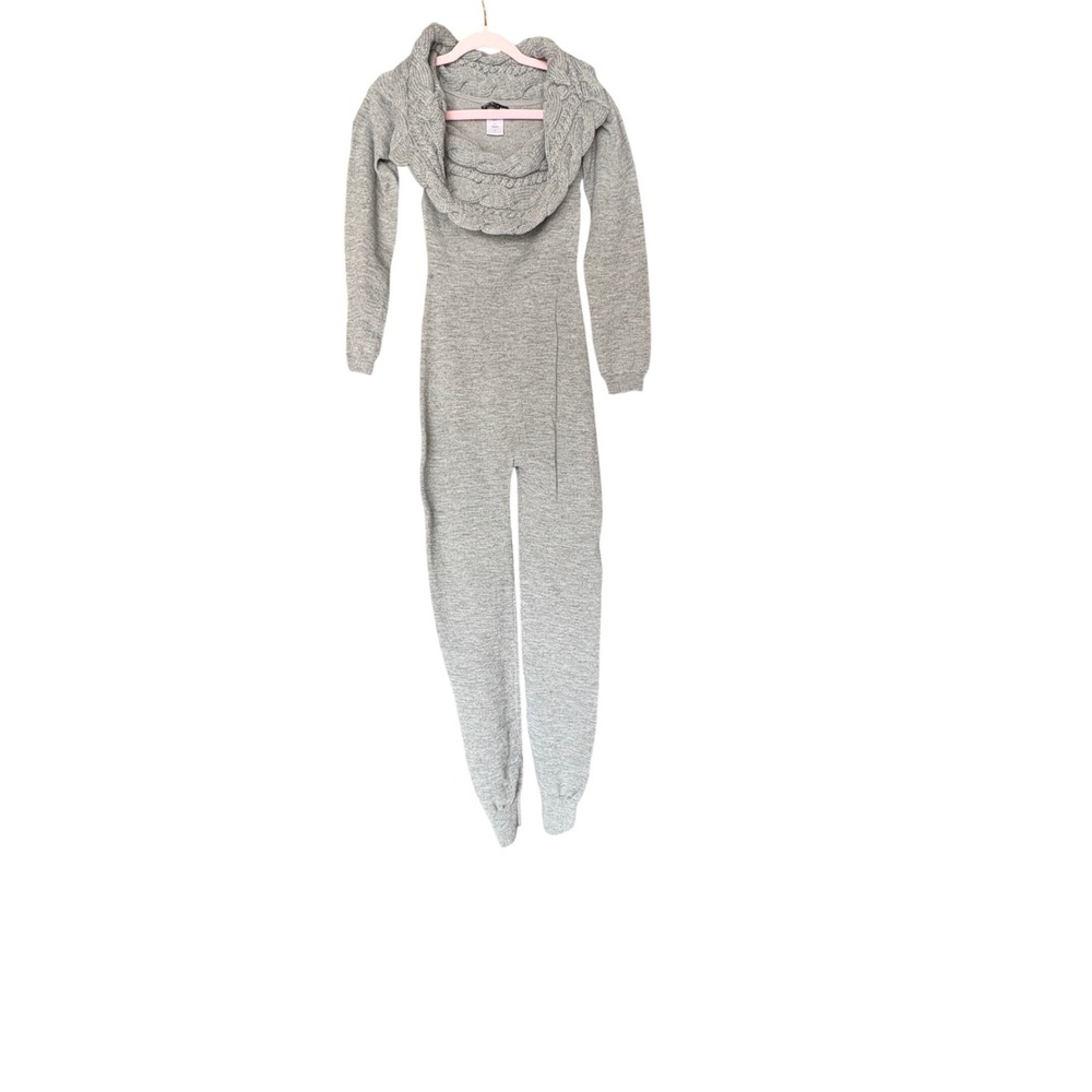 Rehab Lab Womens Gray Long Sleeve Cable‎ Knit Cowl Neck Jumpsuit Size Small